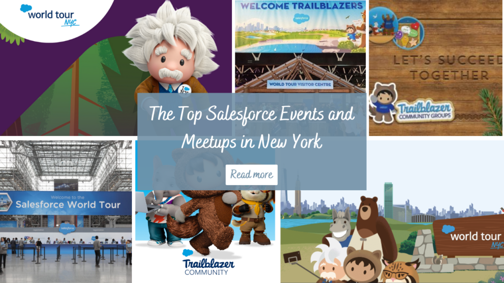 Collage that represents top salesforce events and community groups in New York